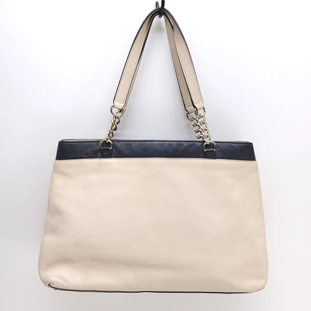 Kate Spade New York‎ Hancock Park Cream Black Leather Bow Tote Shoulder Bag